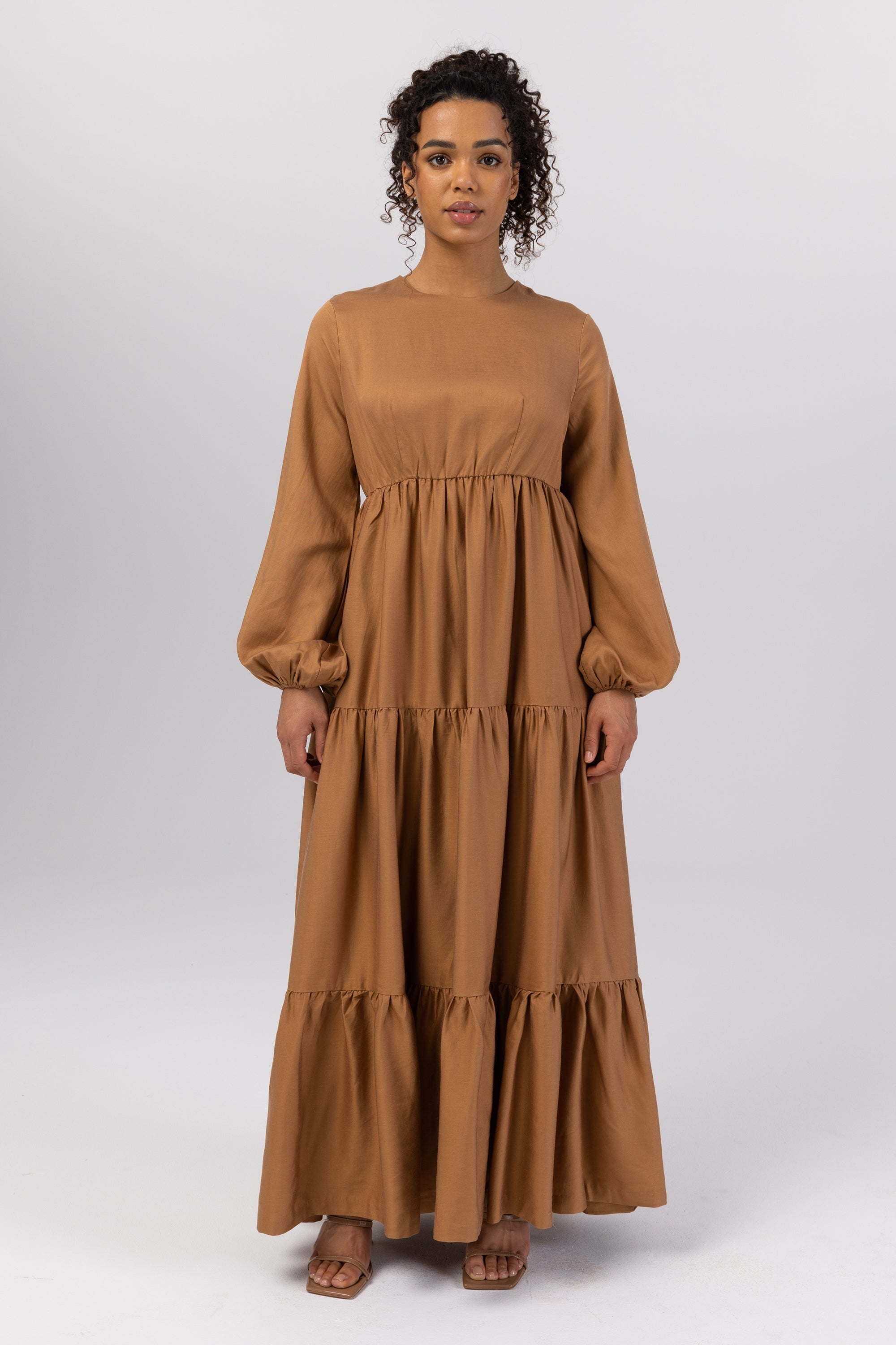 brown linen dress